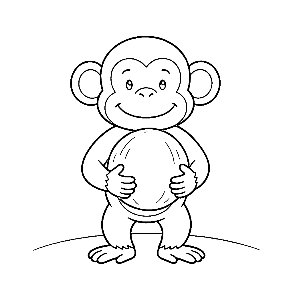 Monkey coloring page: Monkey Coconut Hold, outline to print