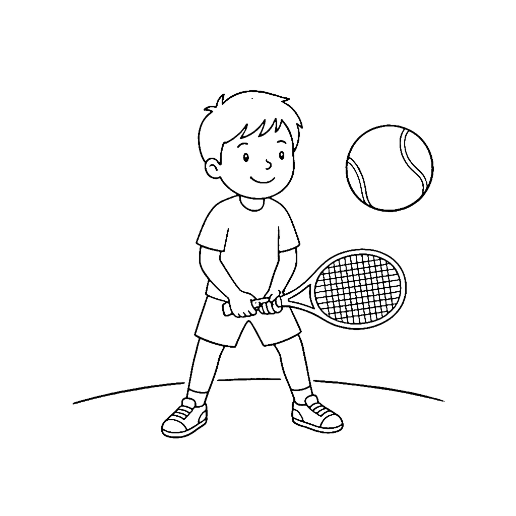 Tennis Player coloring page: Tennis Ready Stance, outline to print