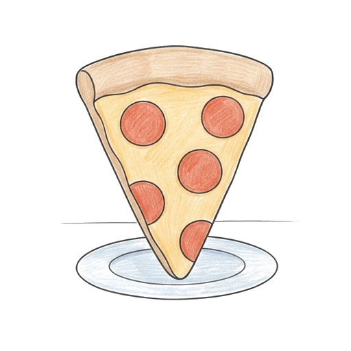Pizza Slice coloring page: Cheesy Pizza Slice, colored example