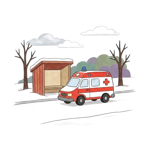 Ambulance Snowy Stop, colored example