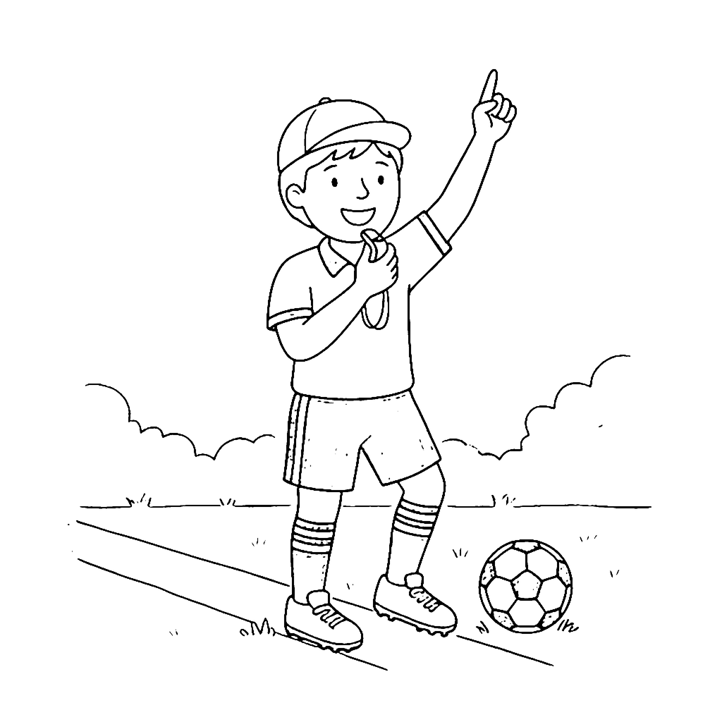 Soccer Referee Signal coloring page outline