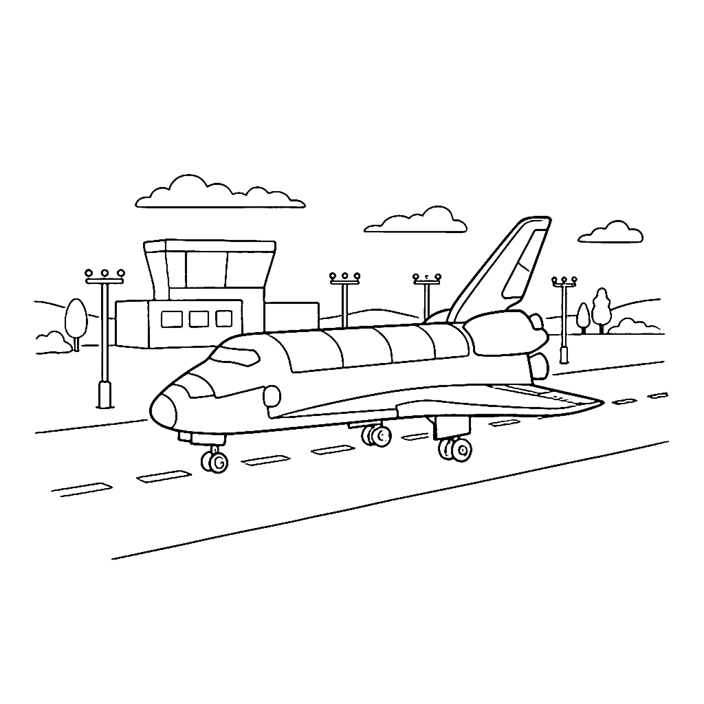 Shuttle Runway Landing coloring page outline