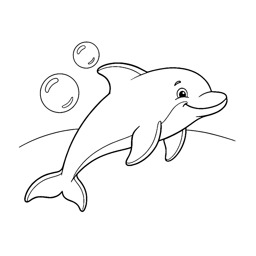 Dolphin coloring page: Dolphin Calm Float, outline to print