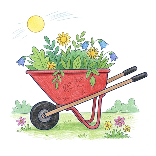 Garden Wheelbarrow, colored example