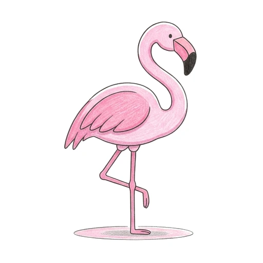 Flamingo coloring page: Flamingo Standing Tall, colored example