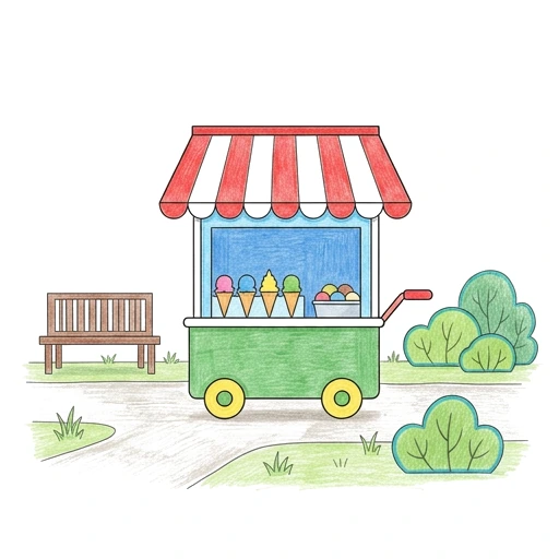 Ice Cream Cart, colored example