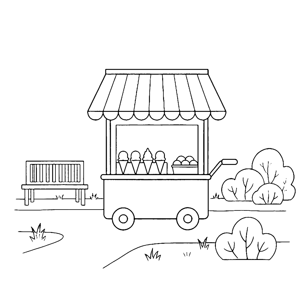 Ice Cream Cart coloring page outline