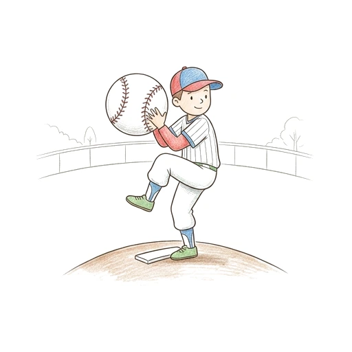 Baseball Pitcher Windup, colored example