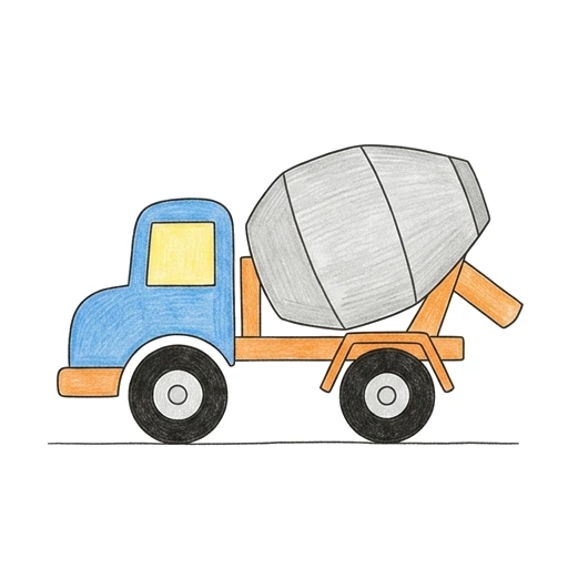 Cement Mixer coloring page: Cement Mixer Stop, colored example