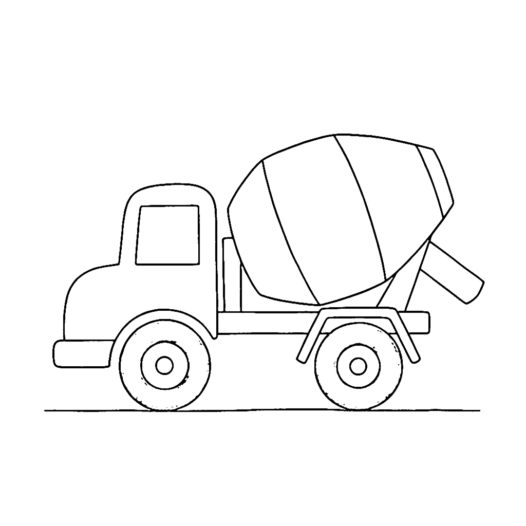 Cement Mixer coloring page: Cement Mixer Stop, outline to print