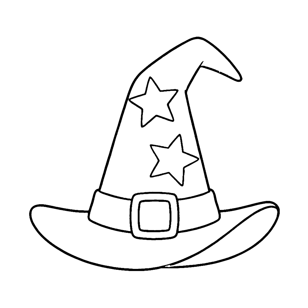 Witch Hat coloring page: Witch Hat Star, outline to print