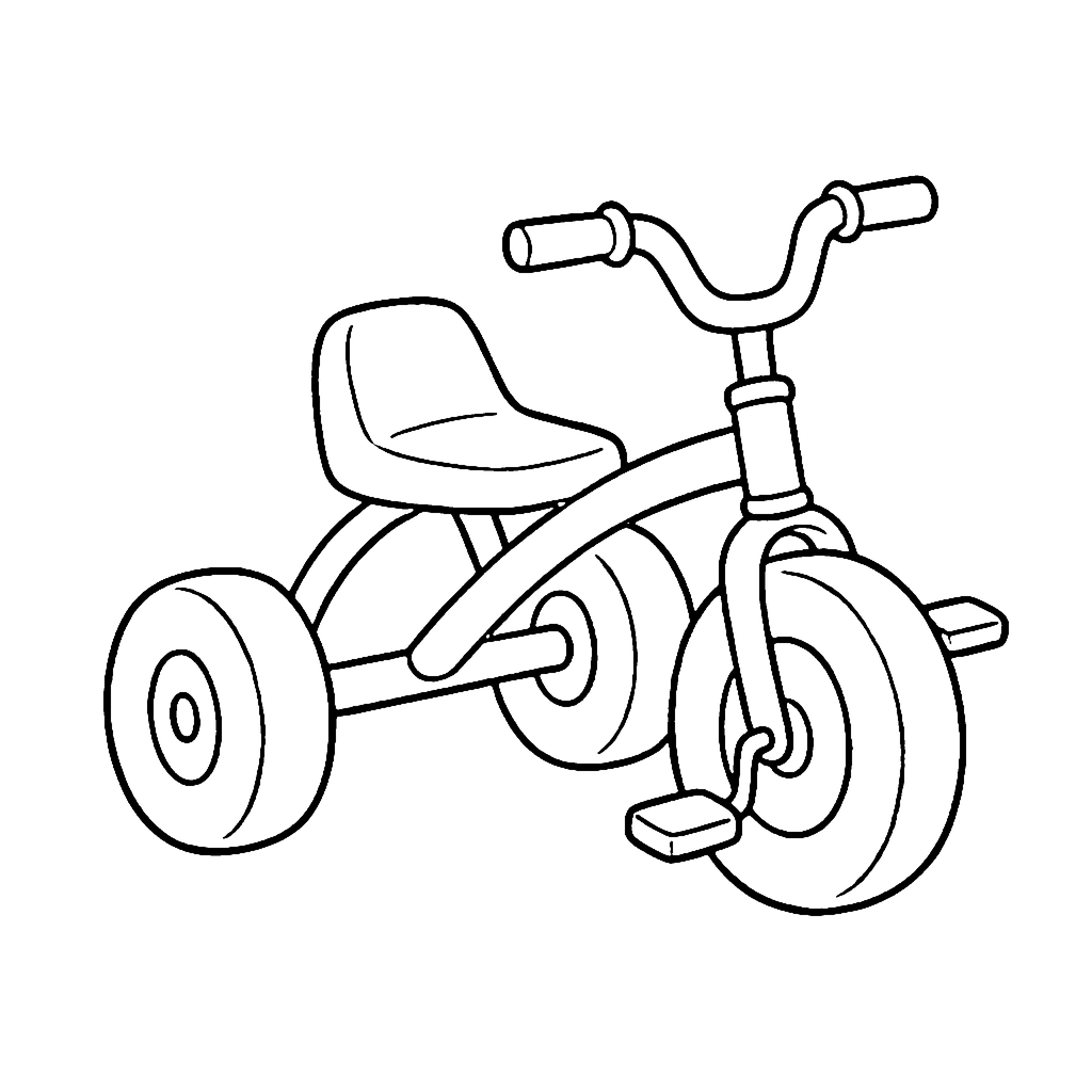 Tricycle coloring page: Tricycle Ride, outline to print