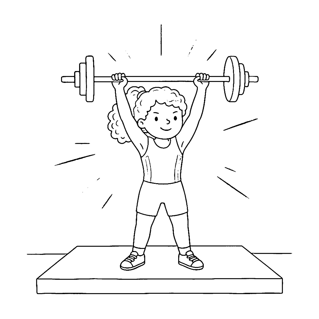 Olympic Weightlifter Lift coloring page outline