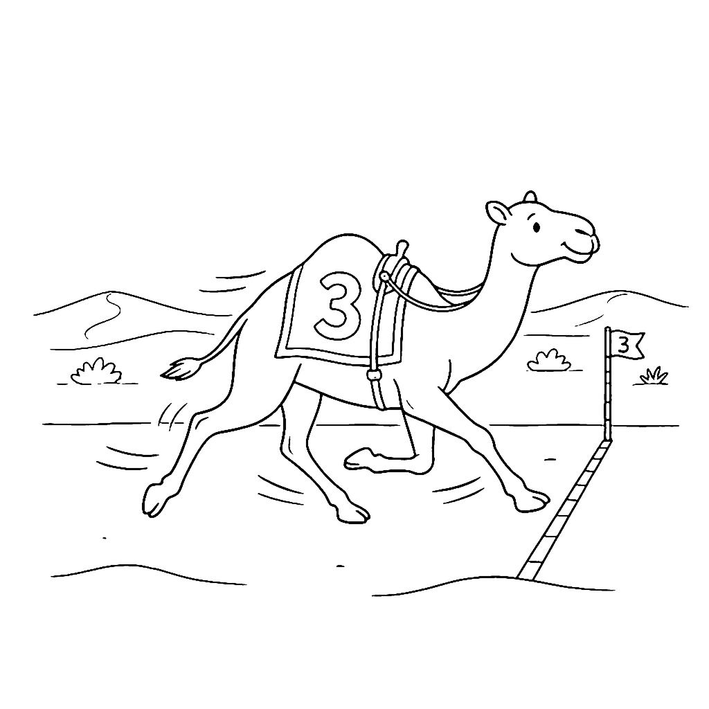 Camel Race Sprint coloring page outline