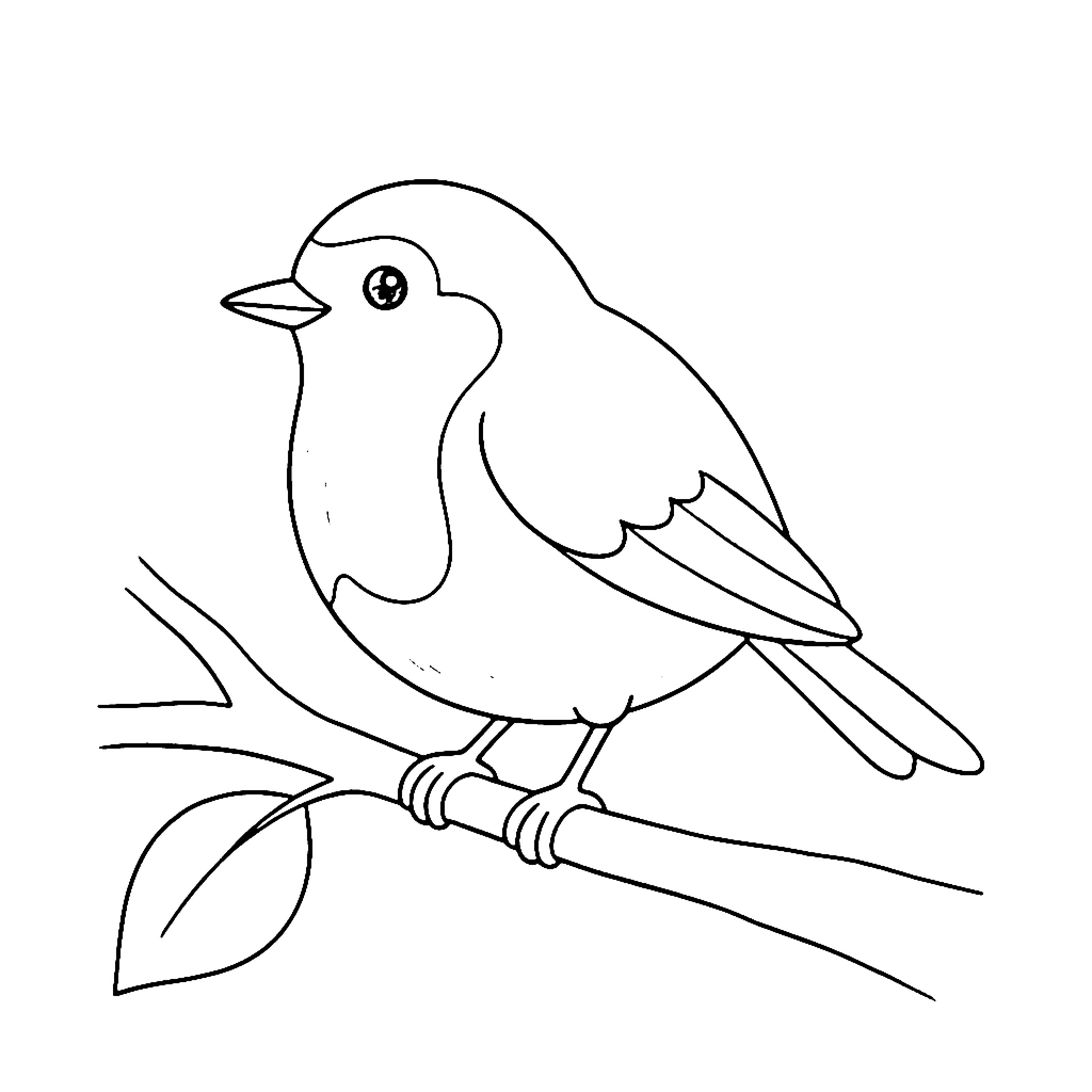 Robin coloring page: Robin Garden Perch, outline to print