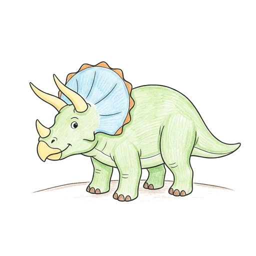 Triceratops coloring page: Triceratops Meadow Stand, colored example