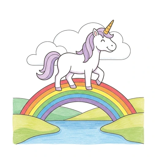 Unicorn Rainbow Bridge, colored example