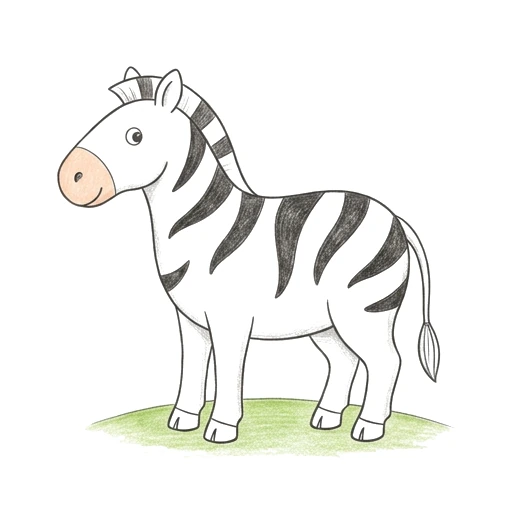 Zebra coloring page: Big Zebra Stand, colored example