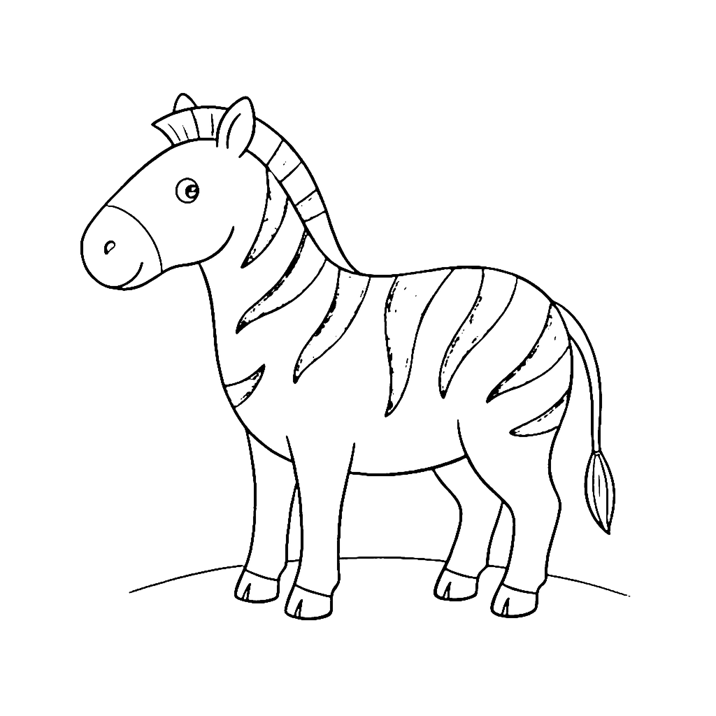 Zebra coloring page: Big Zebra Stand, outline to print