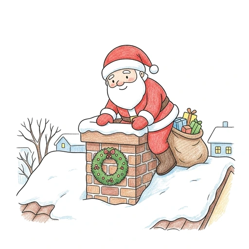 Santa Chimney Visit, colored example