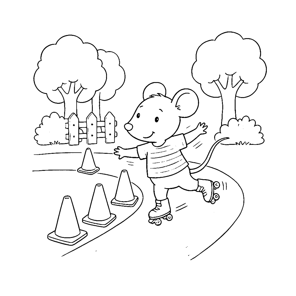 Mouse Cone Slalom coloring page outline