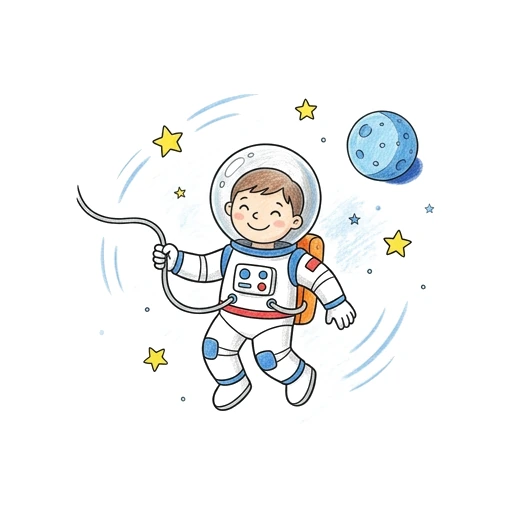 Floating Astronaut, colored example