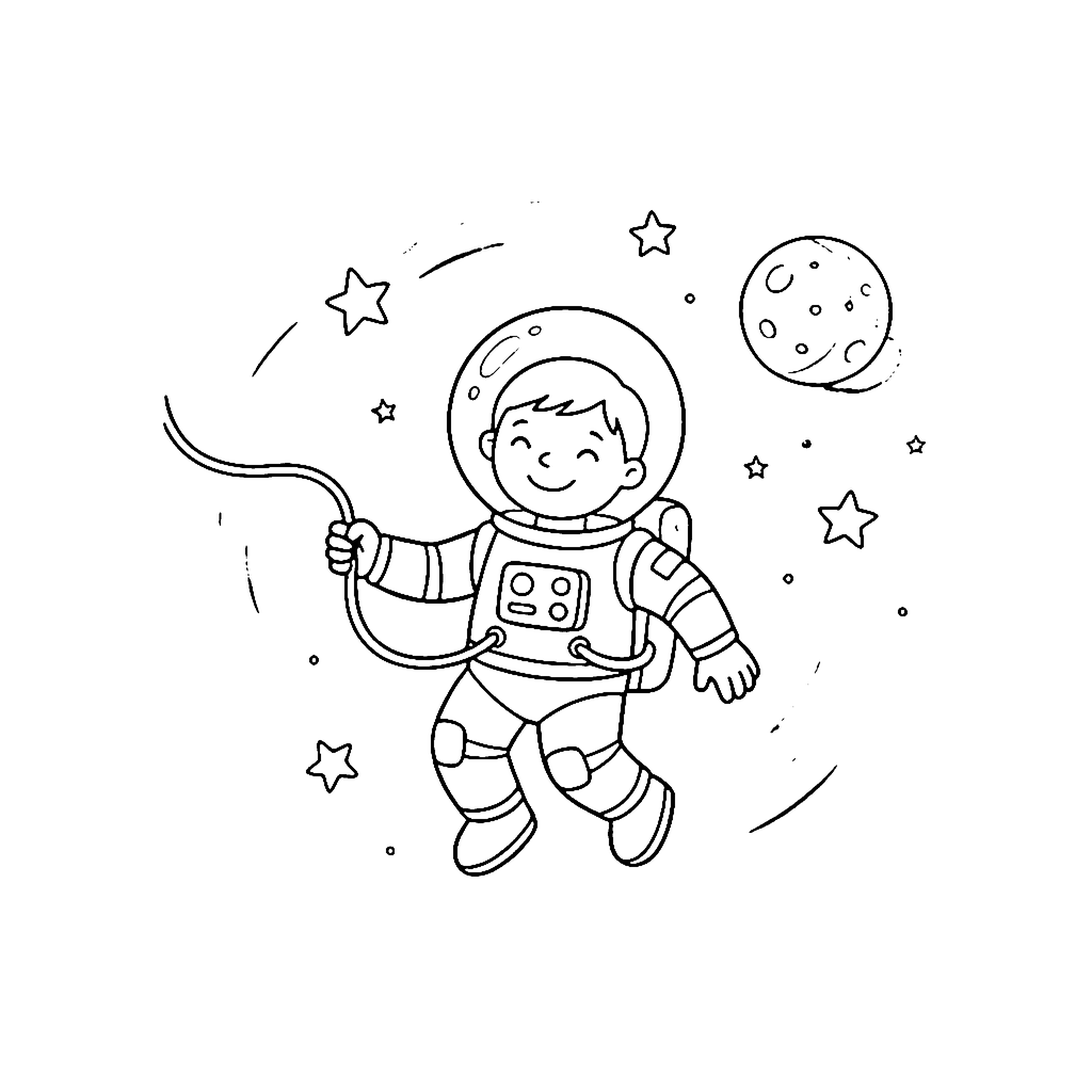 Floating Astronaut coloring page outline