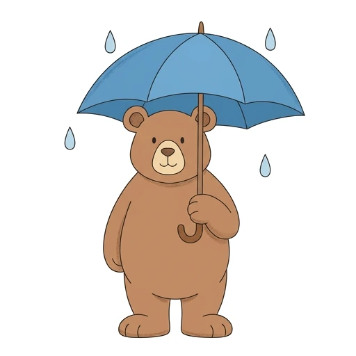 Bear coloring page: Bear With Umbrella, colored example
