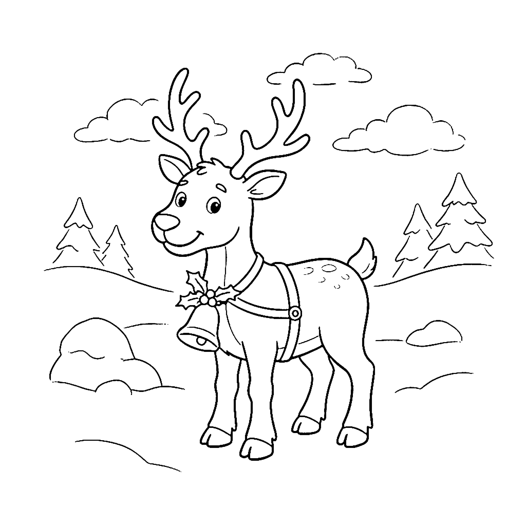 Reindeer Bell Stand coloring page outline