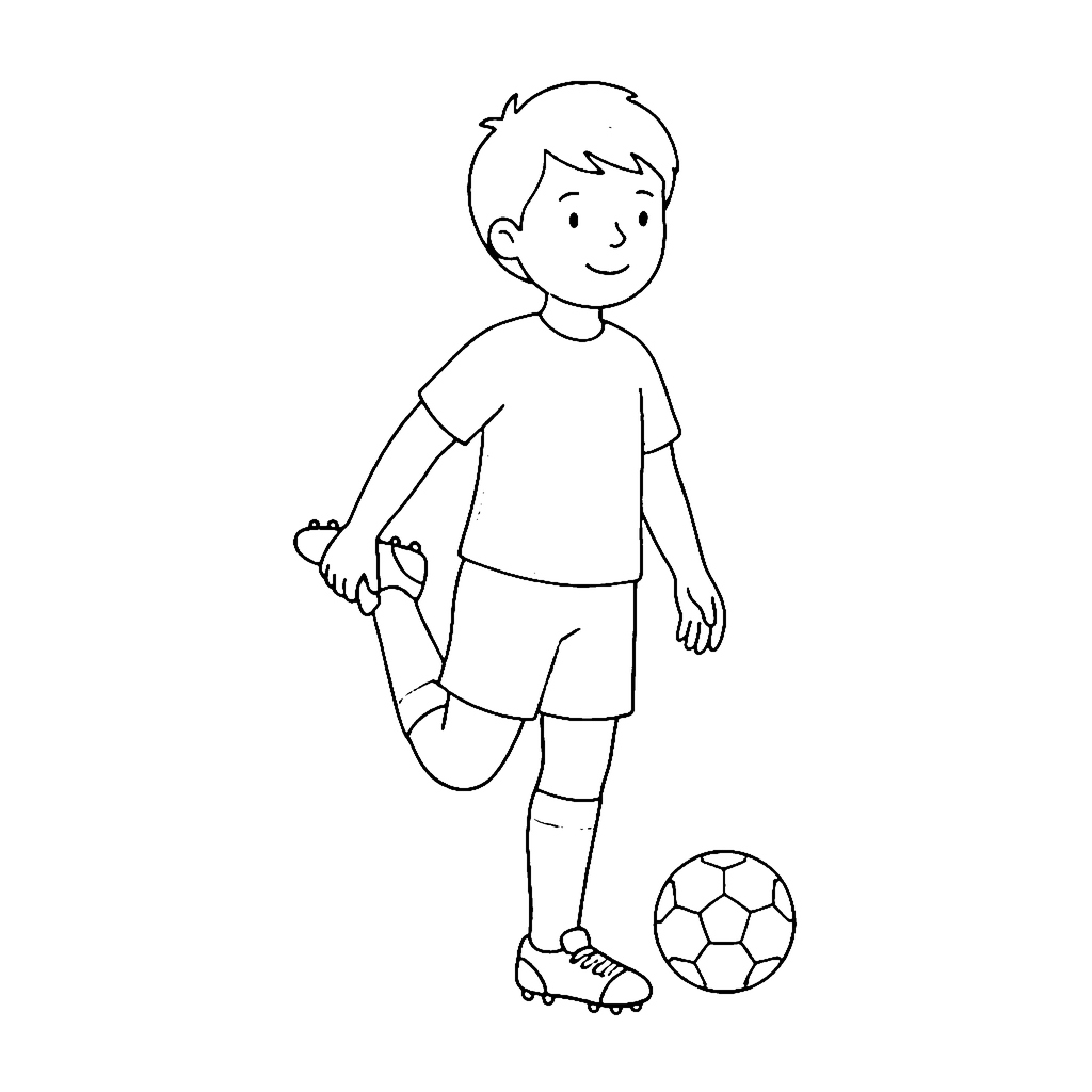 Soccer Player coloring page: Soccer Warm Up, outline to print