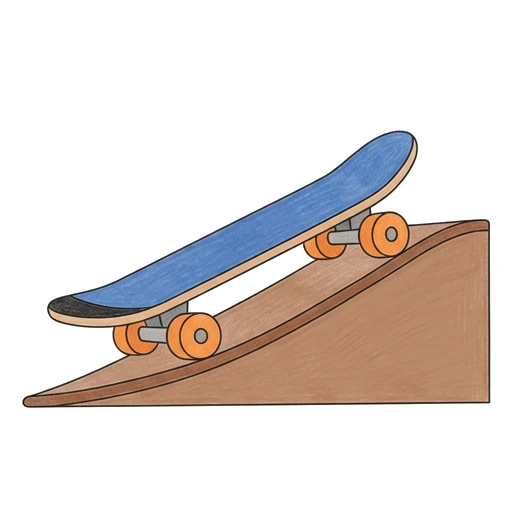 Skateboard coloring page: Skateboard On Ramp, colored example
