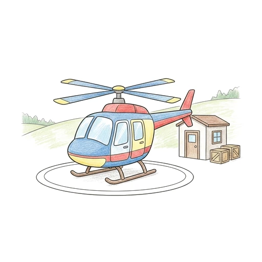 Helicopter coloring page: Helicopter Rescue Station, colored example