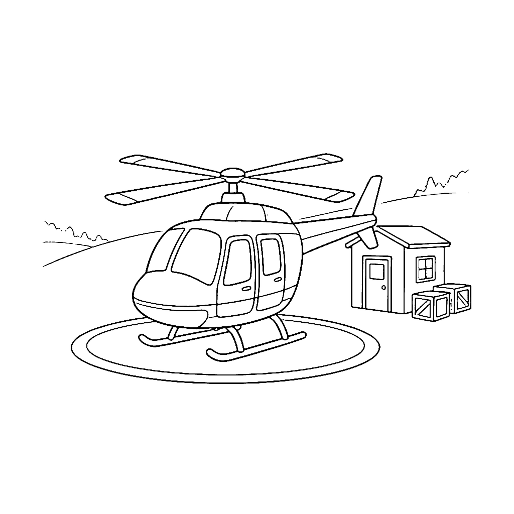 Helicopter coloring page: Helicopter Rescue Station, outline to print