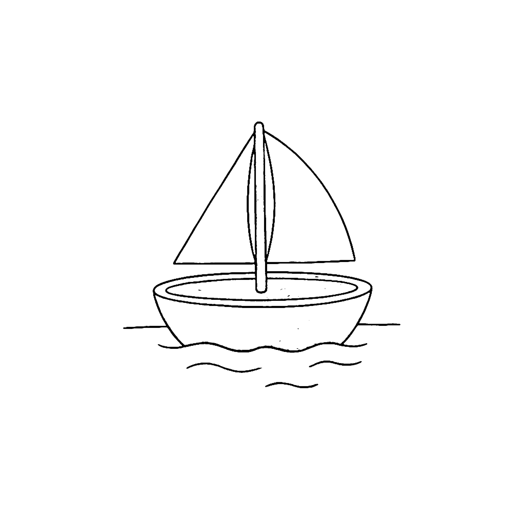 Sailboat coloring page: Toy Sailboat, outline to print