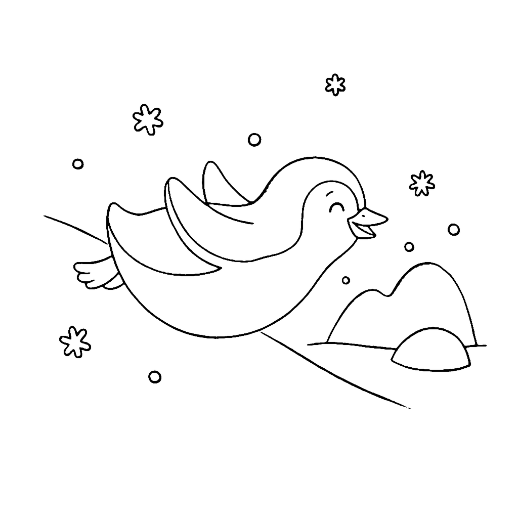Penguin Ice Slide coloring page outline