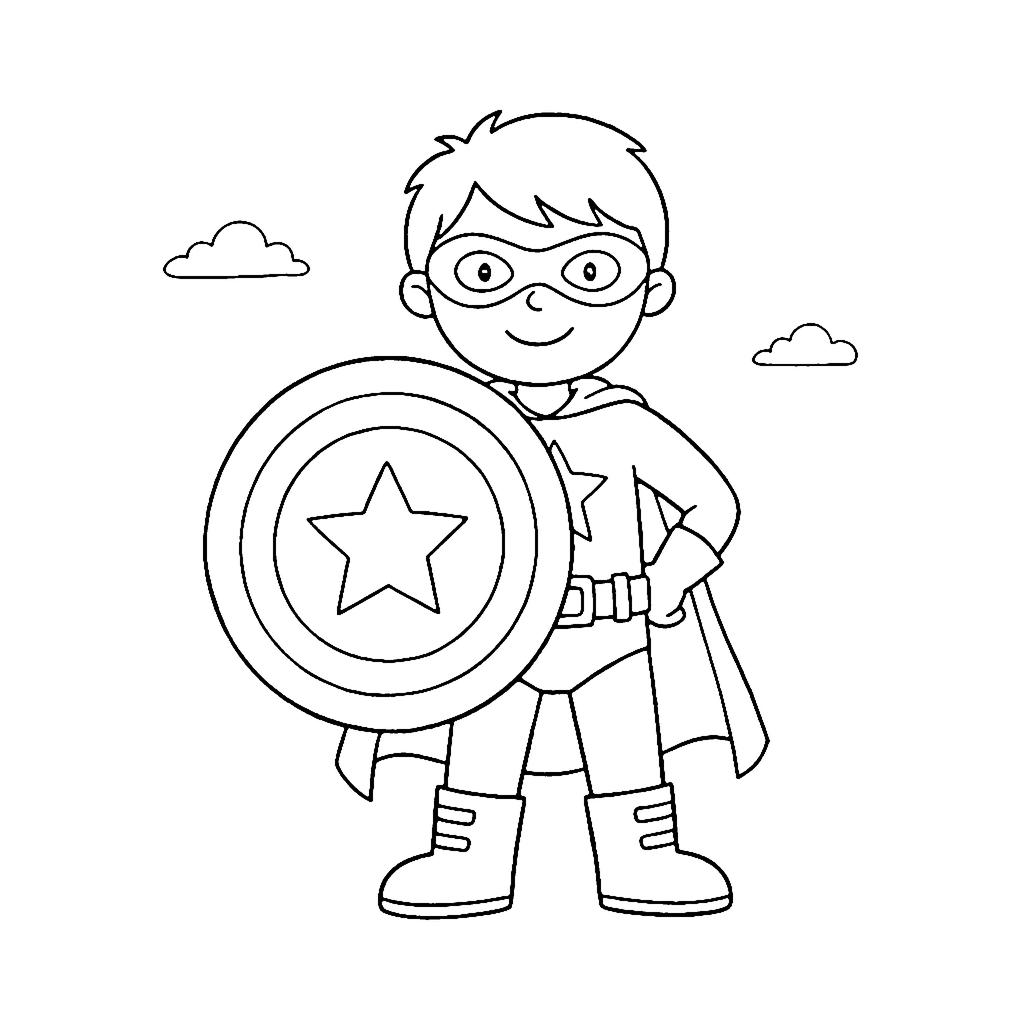 Superhero coloring page: Hero Shield Stand, outline to print