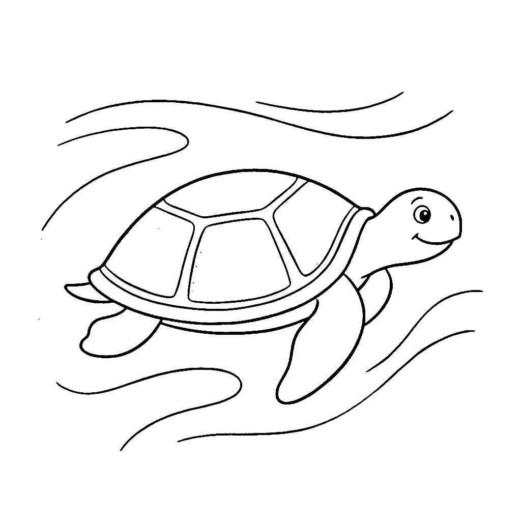 Turtle coloring page: Turtle Swimming, outline to print