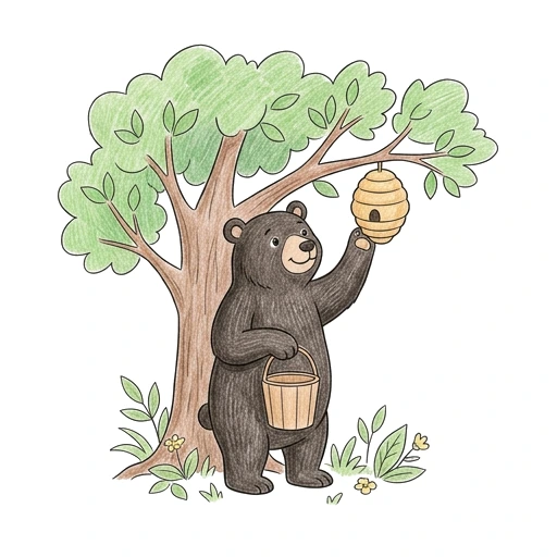Bear Honey Harvest, colored example