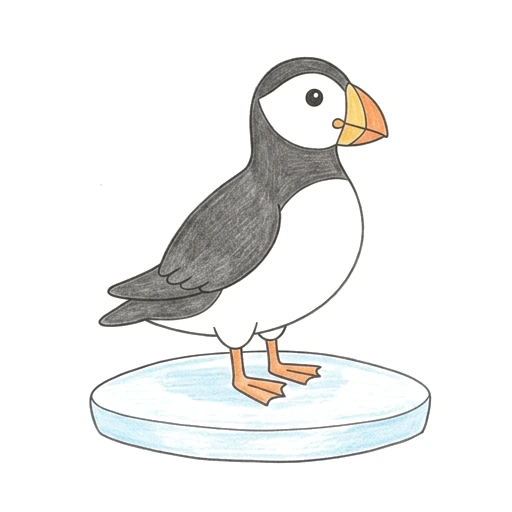 Puffin coloring page: Puffin On Ice, colored example