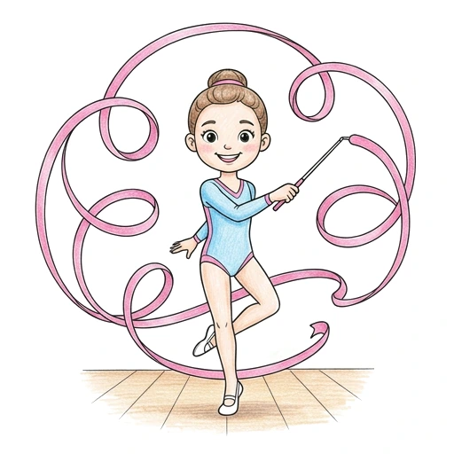 Ribbon Gymnast Pose, colored example