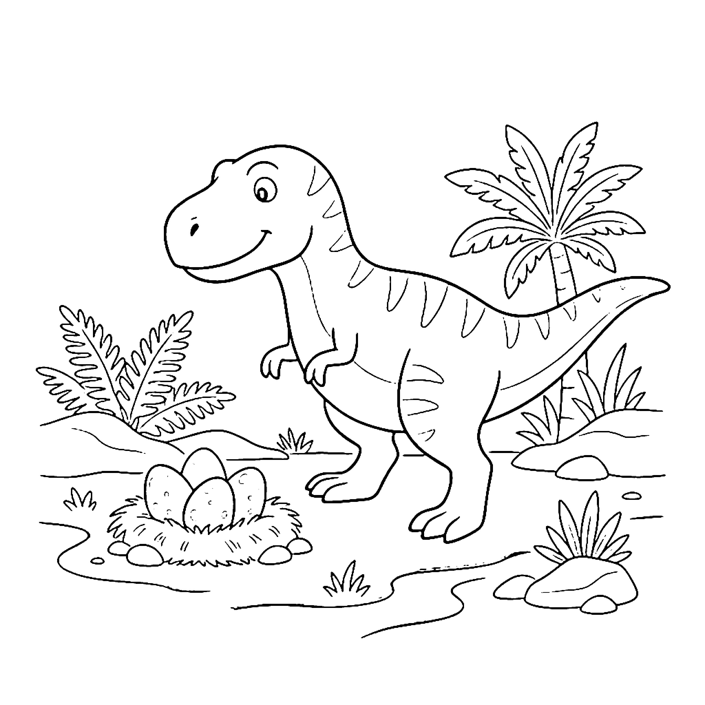 T-Rex Egg Watch coloring page outline
