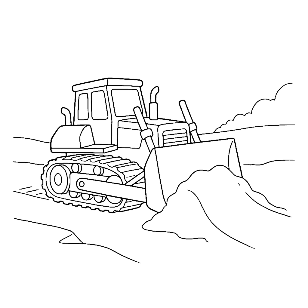 Bulldozer Dirt Ramp coloring page outline