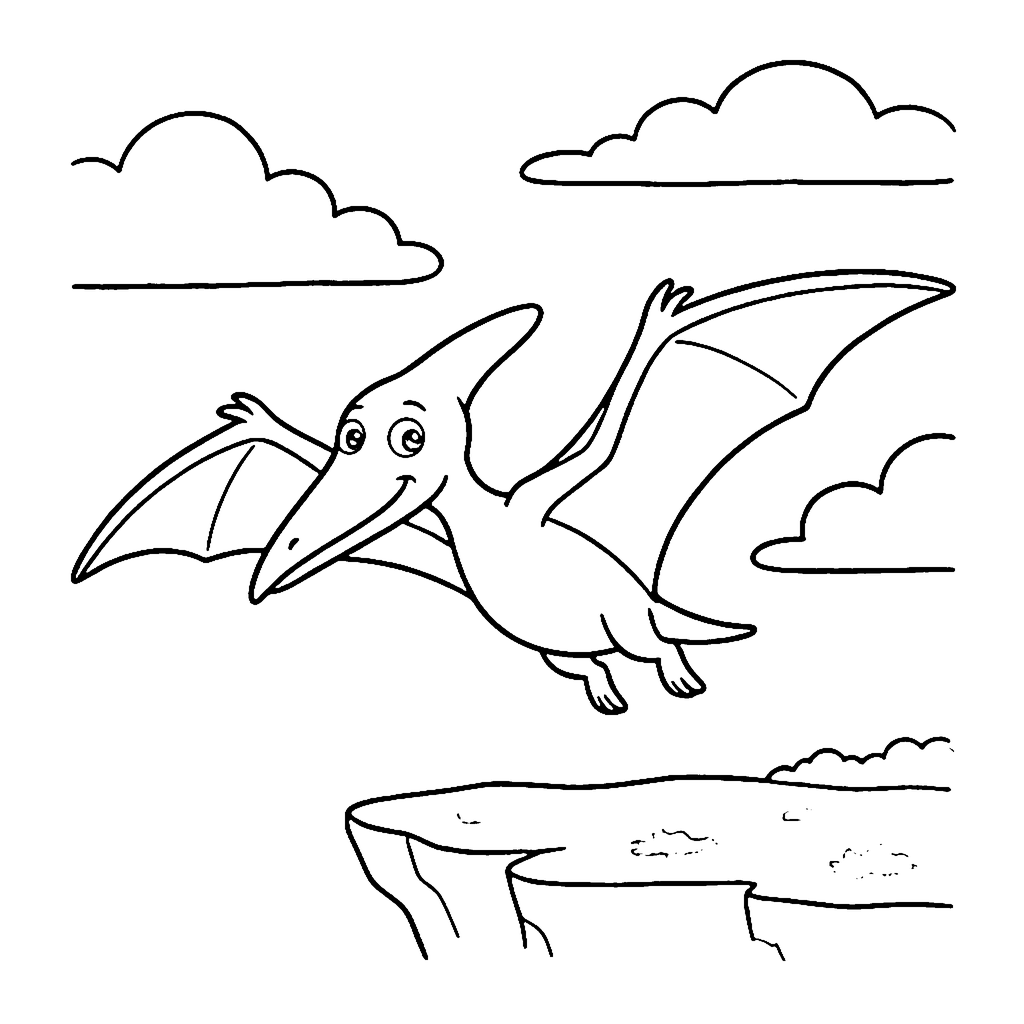 Pterodactyl Cliff Glide coloring page outline