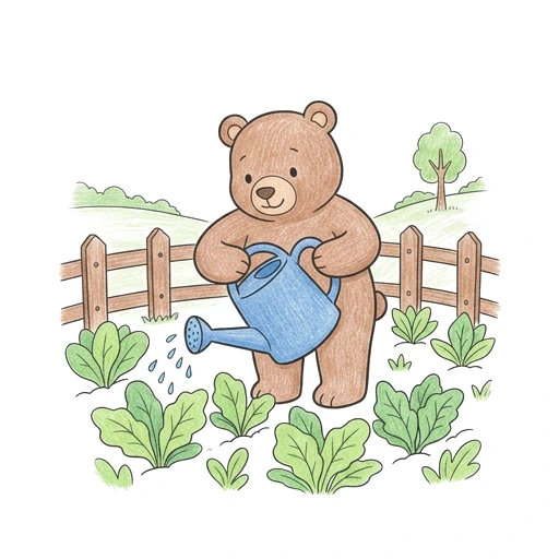 Bear Garden Watering, colored example