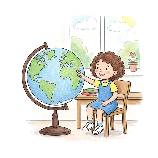 Classroom Globe Lesson, colored example