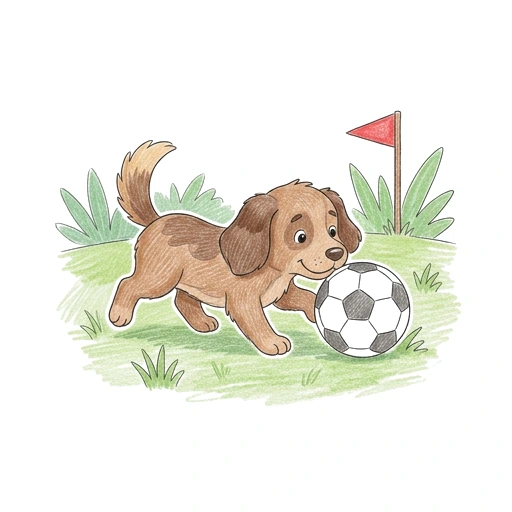 Puppy Soccer Play, colored example