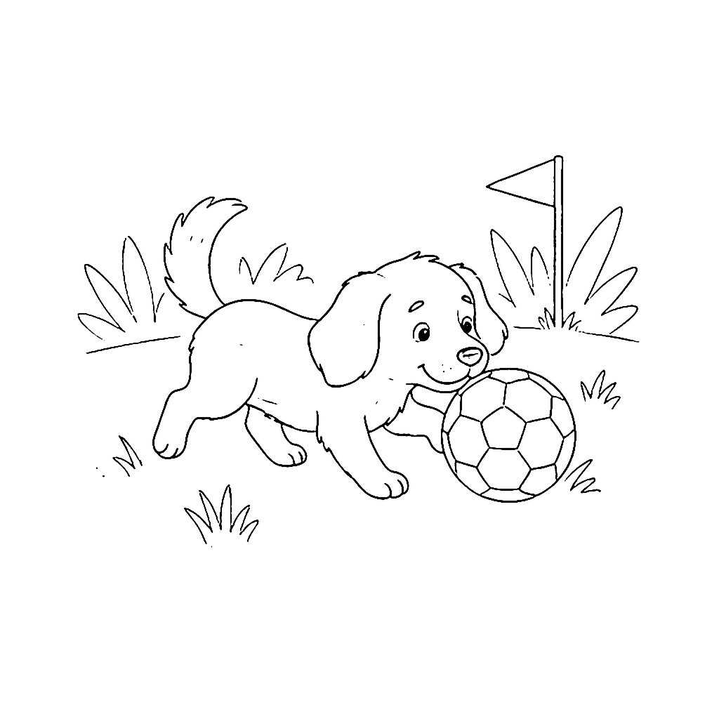Puppy Soccer Play coloring page outline