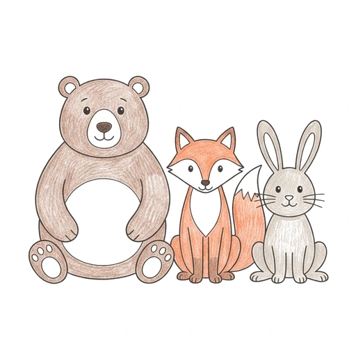 Forest Animals coloring page: Forest Friends Together, colored example