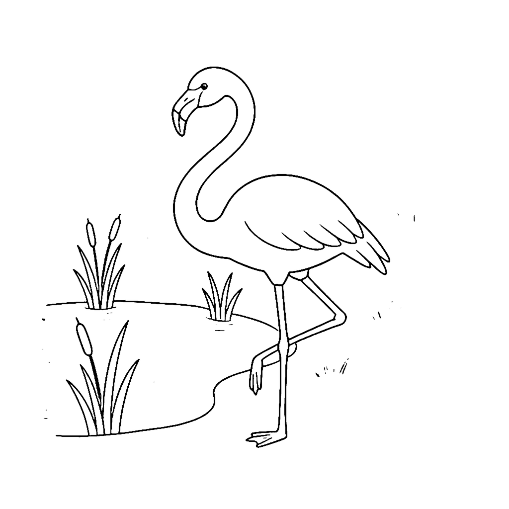 Flamingo Pond Balance coloring page outline