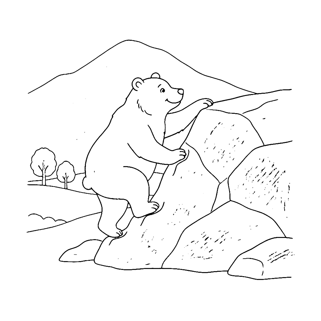 Bear Boulder Climb coloring page outline
